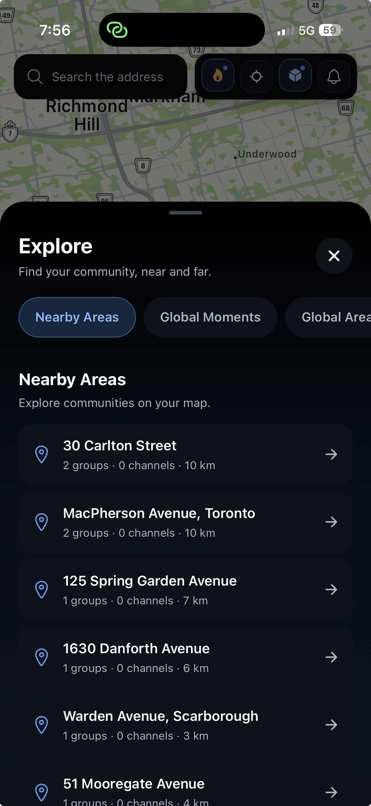 Nearby Areas Preview